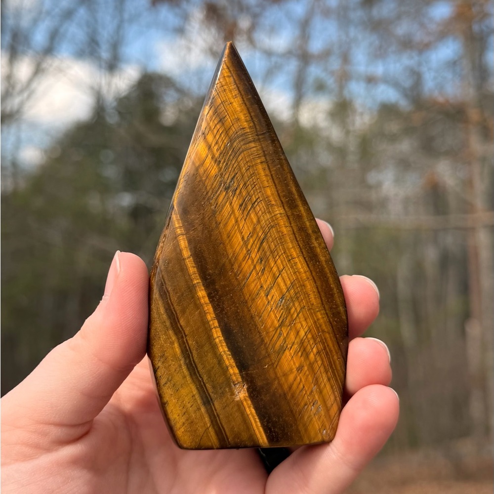 NEW! Polished Tiger's Eye Tear Drop Stone - Golden Brown